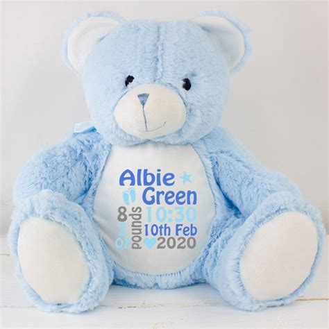 Personalised Baby Boy Teddy Bear - Blue| Heavensent Baby Gifts