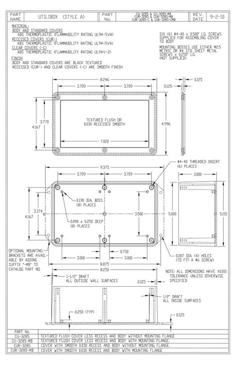 Utilibox Style A Plastic Utility Box CU-3285 - Bud Industries