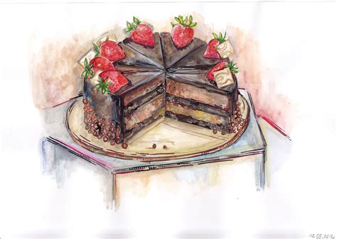 Chocolate Cake Drawing at PaintingValley.com | Explore collection of Chocolate Cake Drawing