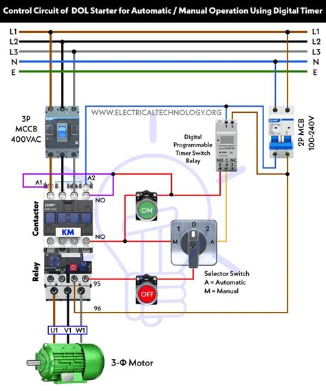 Auto & Manual Control of 3-Phase Motor using DOL & Digital Timer