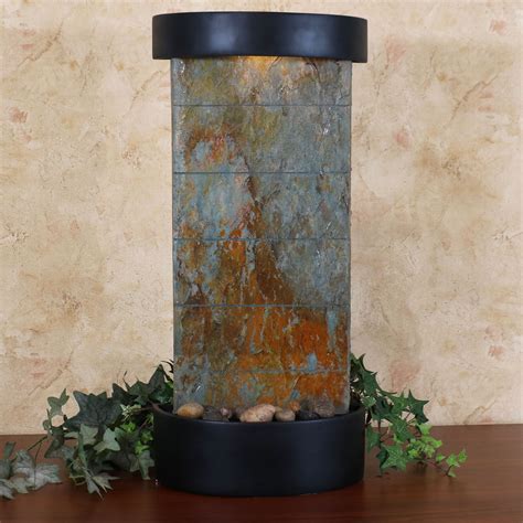 Sunnydaze 25-Inch Slate Facade Indoor Wall or Tabletop Water Fountain ...