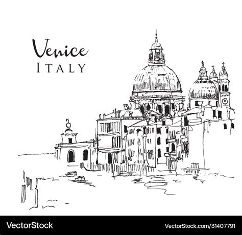 Drawing sketch venice italy Royalty Free Vector Image