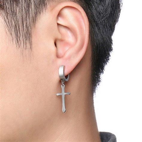 Cross Huggie Stud Men Earrings | A touch of faith-inspired beauty! | Men earrings, Huggies ...