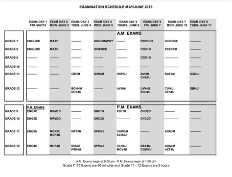 Final Exam Schedule – CRESTWOOD