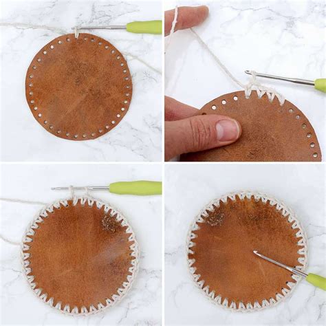 Masculine DIY Leather + Crochet Coasters - Free Pattern