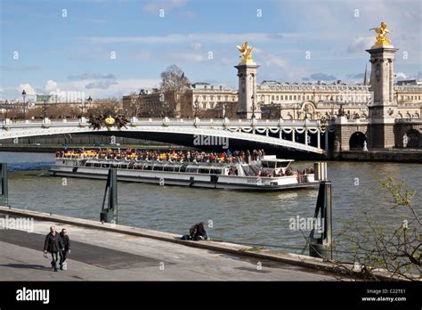 Bateau mouche tour boat on the Seine River; Paris, France, Europe. Charles Lupica Stock Photo ...