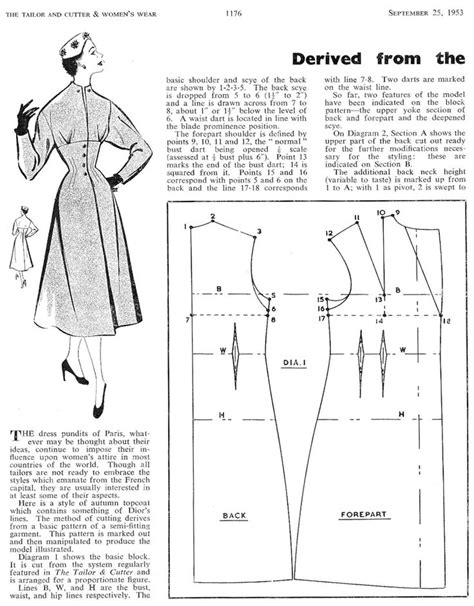 1953 Derived from Dior | Vintage sewing patterns free, Vintage dress patterns, Vintage sewing ...