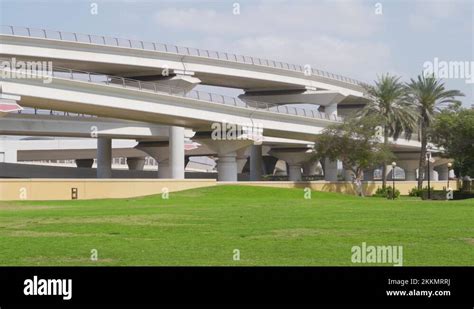 Elevated Viaducts Of Dubai Metro Train From Al Rashidiya Park In Dubai Stock Video Footage - Alamy