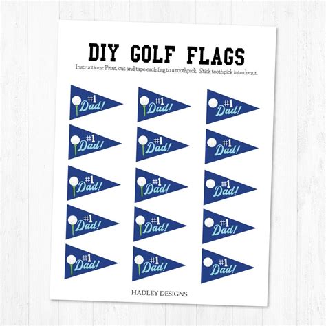 DIY Fathers Day Golf Flags Template, Printable Donut Tags, Golfer ...