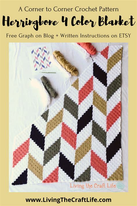 Living the Craft Life: Herringbone C2C Blanket - Free Graph