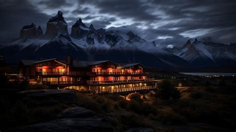 Premium AI Image | Night view of Torres del Paine Hotel