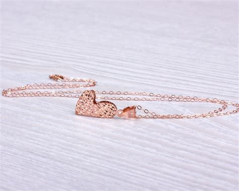 Rose Gold Heart Necklace • Valentines Day Gift