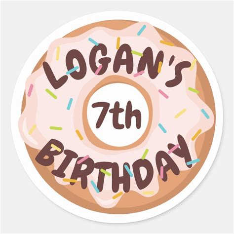 Colorful Sprinkles Donut Birthday Classic Round Sticker | Zazzle