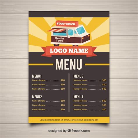 Free Vector | Food truck menu template