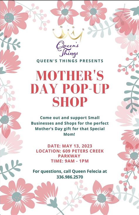 Queen’s Things Presents “Mothers Day Pop Up”, 601 Peters Creek Pkwy ...