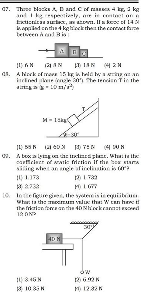 A block of mass 15 kg is held by a string on an inclined plane (angle 30∘..