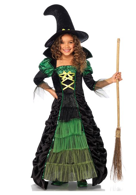 Child Storybook Green Witch Costume | Girl's Witch Costumes