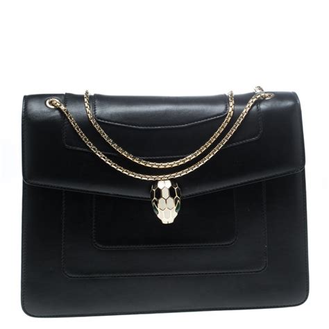 Bvlgari Black Leather Large Serpenti Forever Shoulder Bag Bvlgari | The ...