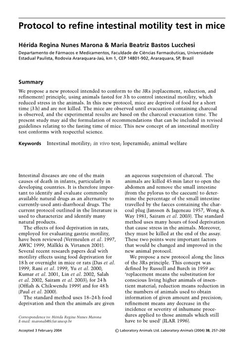 (PDF) Protocol to refine intestinal motility test in mice