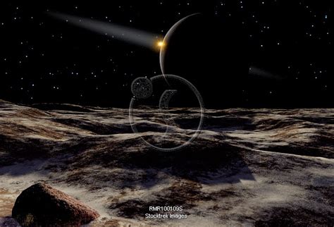 Pluto seen from the surface of its moon, Charon. | Stocktrek Images