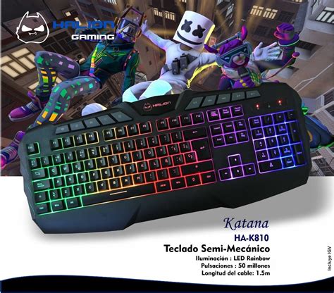 TECLADO GAMER SEMI MECANICO HALION KATANA HA-K810 LED