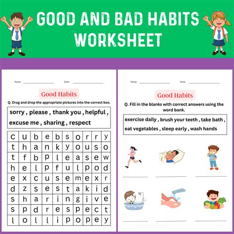 Good and bad habits in School worksheet for kindergarten, Printable and ...