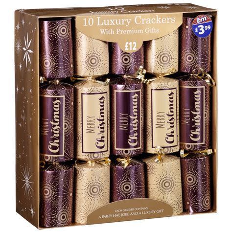 Luxury Christmas Crackers 10pk - Purple | Xmas Party - B&M