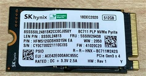 SK Hynix BC711 512GB M2 2242 PCIe NVMe SSD Solid State Drive Pyrite PCIe Gen3 x4 | eBay