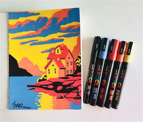 Posca Landscape | Marker art, Art inspiration, Drawings