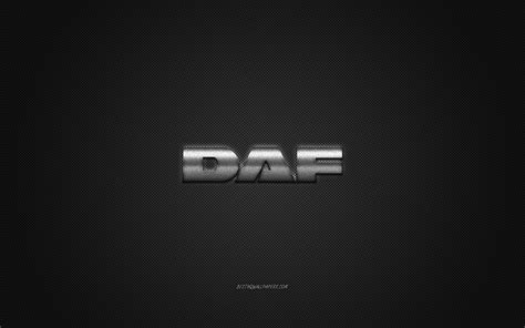 Download wallpapers DAF logo, silver yellow logo, gray carbon fiber ...