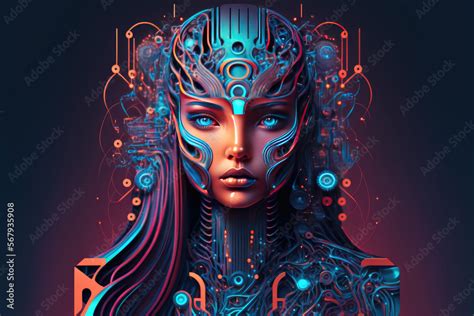 AI humanoid female robot close-up face portrait, futuristic, modern ...