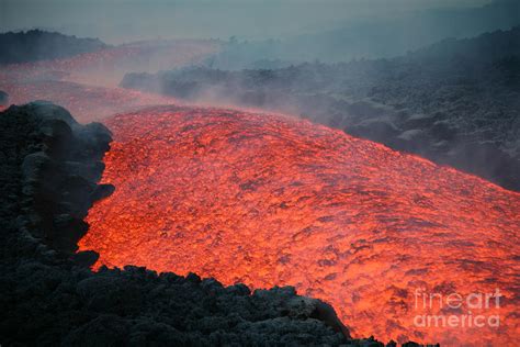 Lava Flow During Eruption Of Mount Etna Photograph by Richard Roscoe