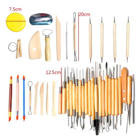 42pcs/set Wooden Handle Pottery And Sculpting Tools Set DIY Clay Tool For Ceramic Work Ceramics ...