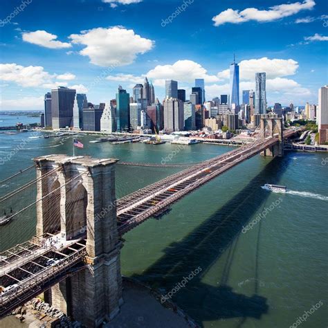 Brooklyn Bridge in New York City - aerial view — Stock Photo © dell640 ...