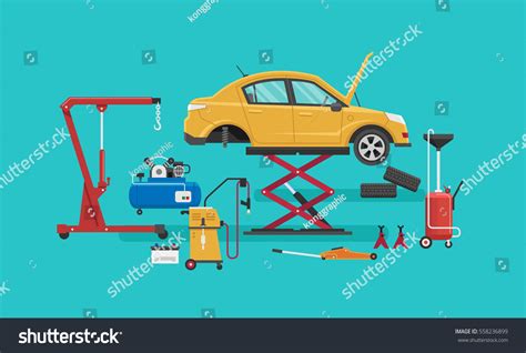 Auto Repair Shop Vector Illustration Stock Vector (Royalty Free) 558236899 | Shutterstock