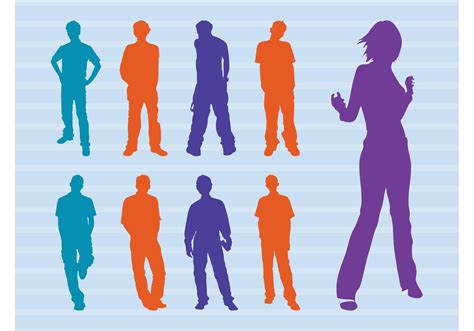 Colorful People Silhouettes Vector - Download Free Vector Art, Stock ...