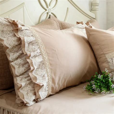 2pcs Embroidered Lace Pillow Case European Style Satin Cotton Pillowcase Bedding Pillow Sham ...