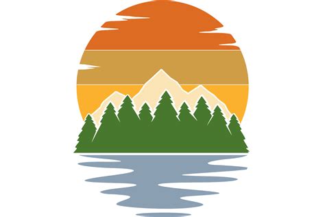 Papercraft Embellishments Mountain Retro Sunset PNG and SVG Cut File ...