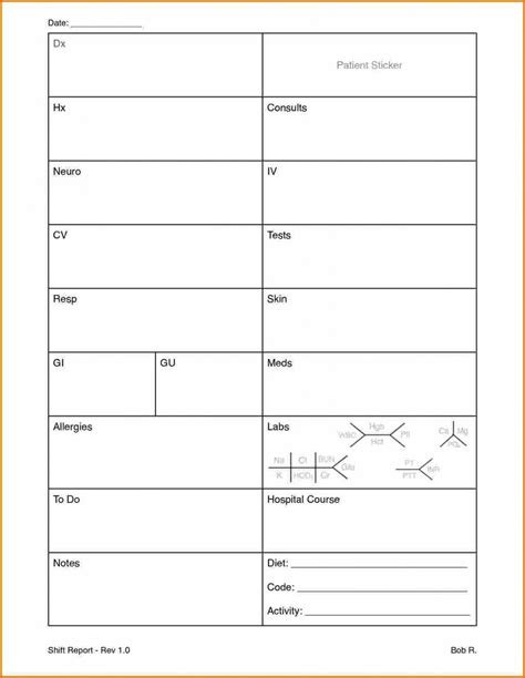 Nursing Report Sheet Template - Professional Plan Templates