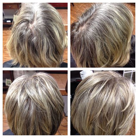 Before and after grey blending | Blending gray hair, Gray hair growing out, Blonde hair with ...