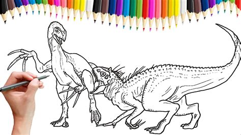 Drawing Indominus-Rex vs Therizinosaurus | Fan Art | Dinosaurus fight - YouTube