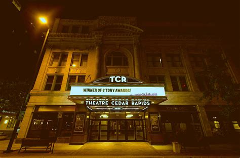 Theatre Cedar Rapids at Night Photograph by Anthony Doudt