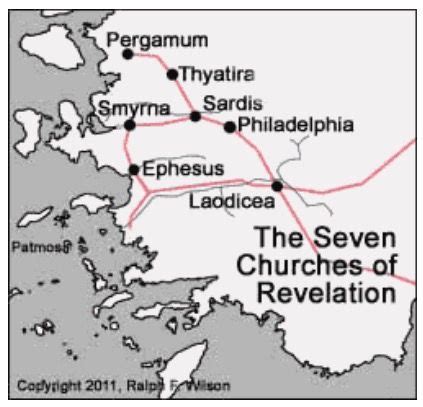 Seven Churches of Revelation - map | Revelation bible study, Revelation bible, Revelation