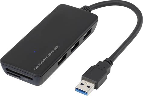 Renkforce 3 ports USB 3.0 hub + built-in SD card reader Black | Conrad.com