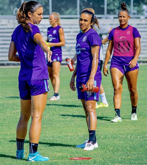 Orlando Pride forwards Alex Morgan, left, and Marta Vieira da Silva ...