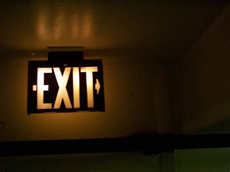 Exit | Something very calming about old exit signs in dark o… | Flickr