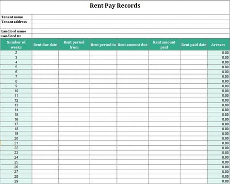 Rent Ledger Excel Template