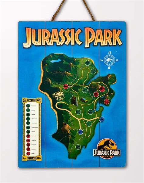 Doctor Collector DCJP16 Jurassic Park Isla Nublar Map WoodArts 3D Print : Amazon.co.uk: Home ...