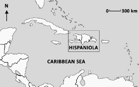 Map showing relative location of Hispaniola in the Caribbean, the... | Download Scientific Diagram