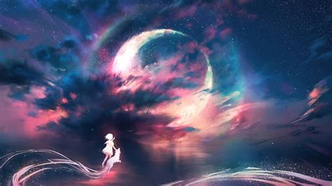 Anime, Art, Sky, Moon, Scenery, 4K, #6.2605 Wallpaper